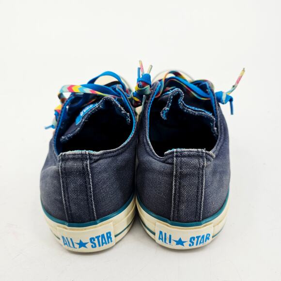Converse Chuck Navy Blue Rainbow Chevron Laces Low Top Sneaker Shoe Womens 10 - Picture 4 of 9